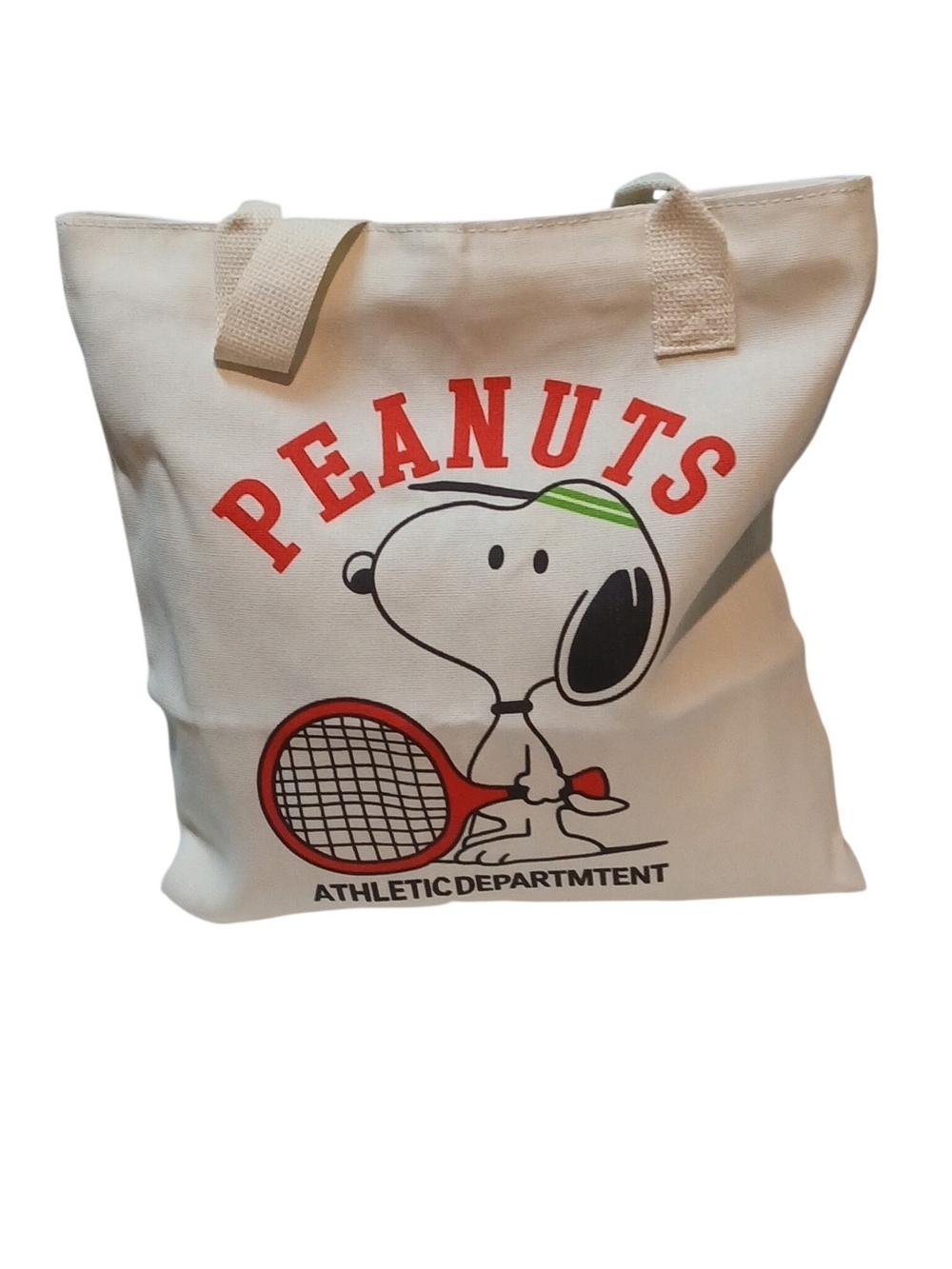Peanuts - ECO Friendly, Snoopy's Lined Tennis Tote Bag, Zippered Closure,Pocket